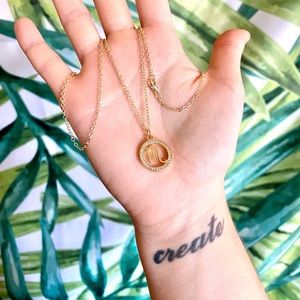 Scorpio Astrology Horoscope Gold Brass CZ Necklace